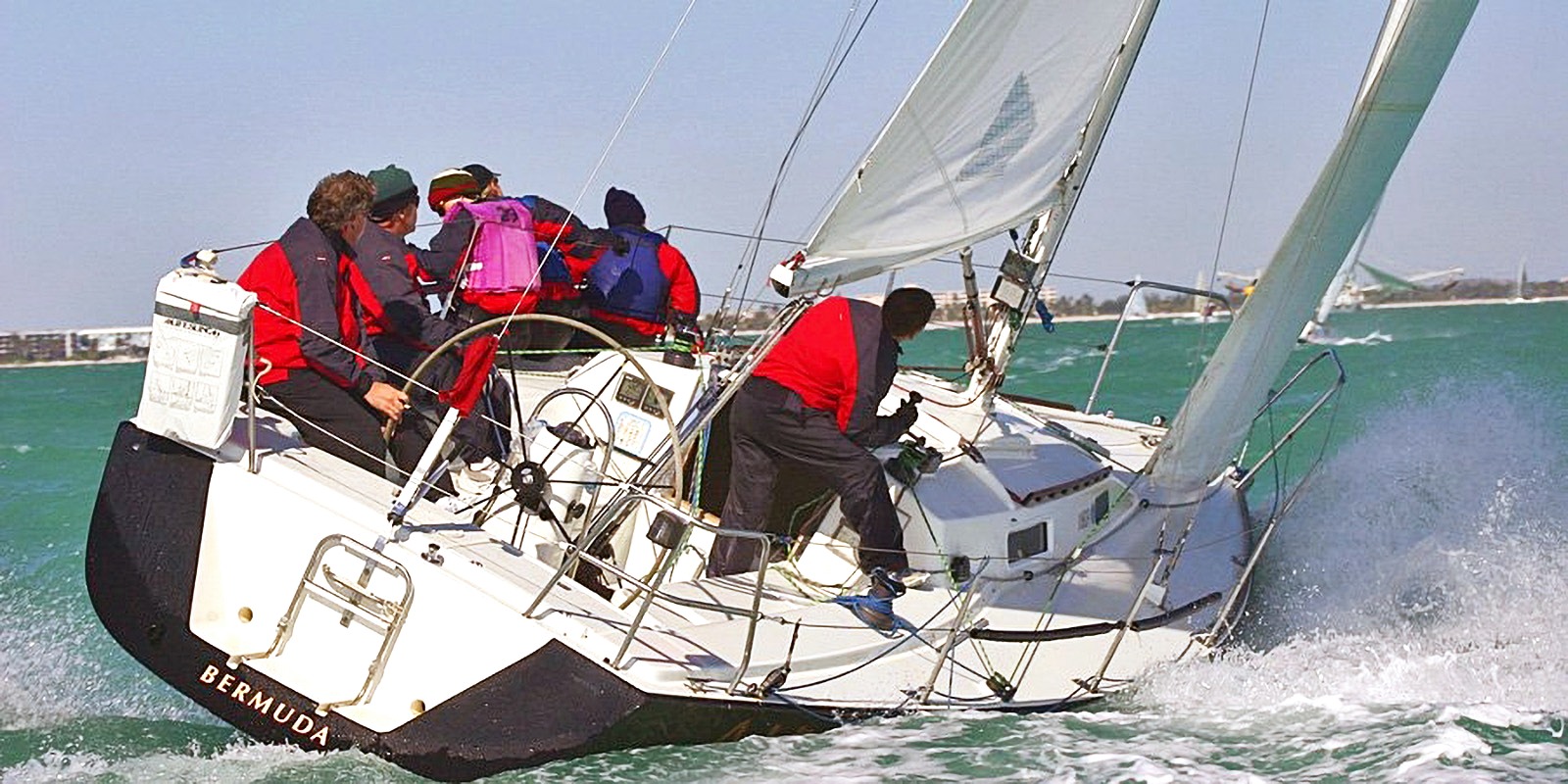 J/105 performance cruiser sailing in strong conditions